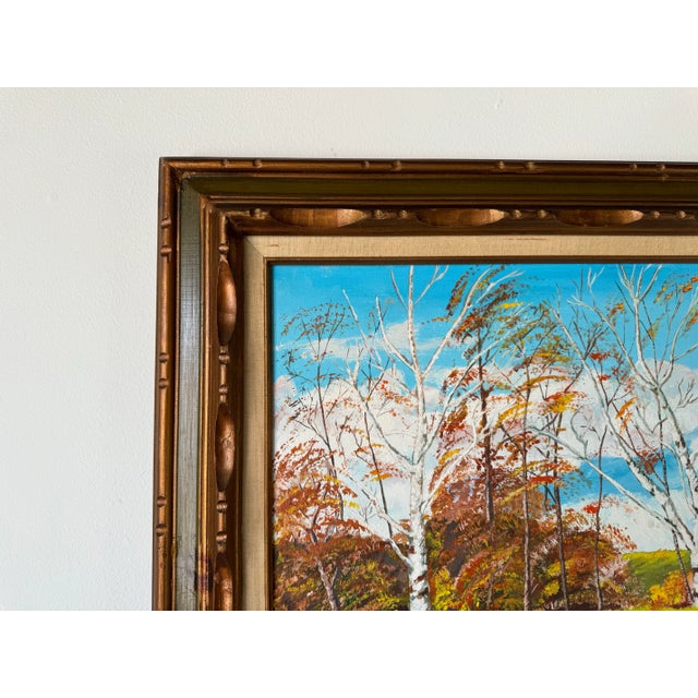 1980's Vintage Impressionist Autumn Landscape Oil Painting, Framed For Sale In Miami - Image 6 of 10