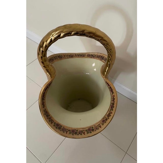 Royal Satsuma Pottery Basket Vase For Sale - Image 4 of 6