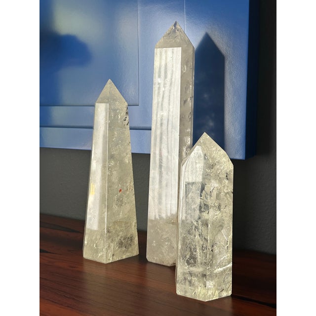 Set of Rock Crystal Quartz Obelisks - 3 Pieces For Sale In Los Angeles - Image 6 of 11