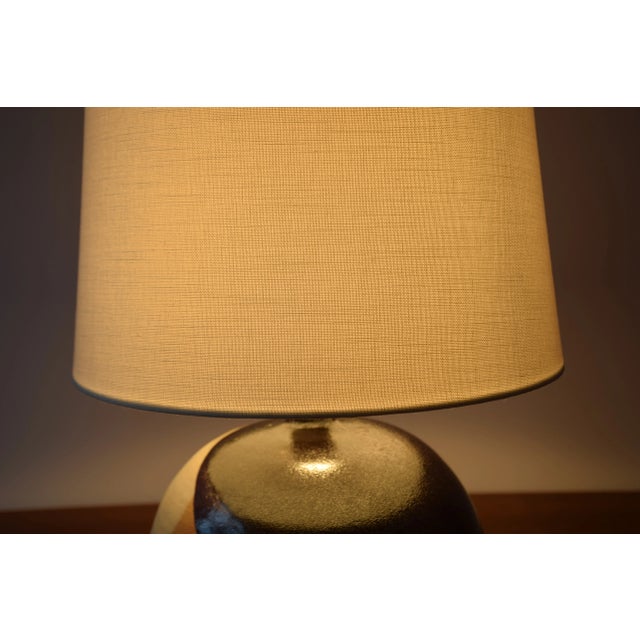 Danish Modern Ball Shaped Ceramic Table Lamp with Circle Decor by Heerwagen, 1970s For Sale - Image 11 of 12