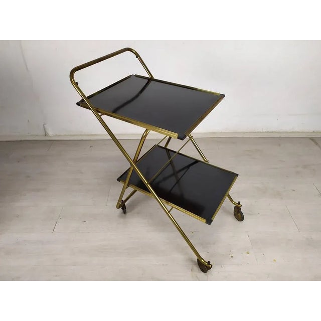 1950s Folding Cart on Wheels in Brass For Sale - Image 5 of 18