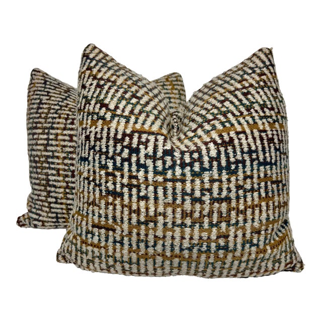 Osborne & Little "Caraballo Zemu" in Cream/Spice 22" Pillows-a Pair For Sale