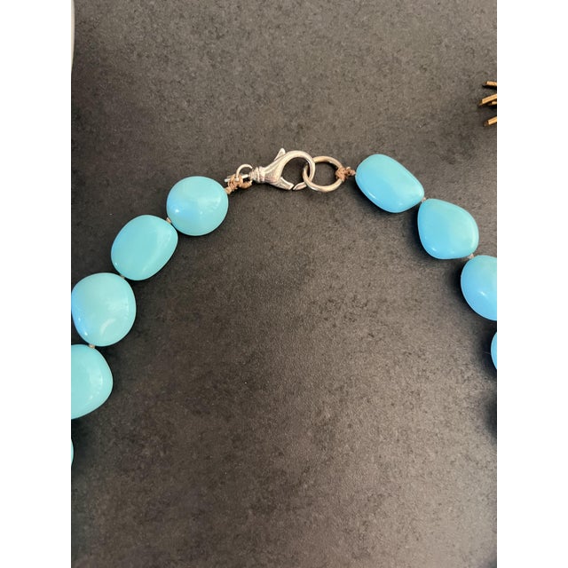 Turquoise Paste Necklace with 925 Silver Clasp, 1990s For Sale - Image 6 of 8