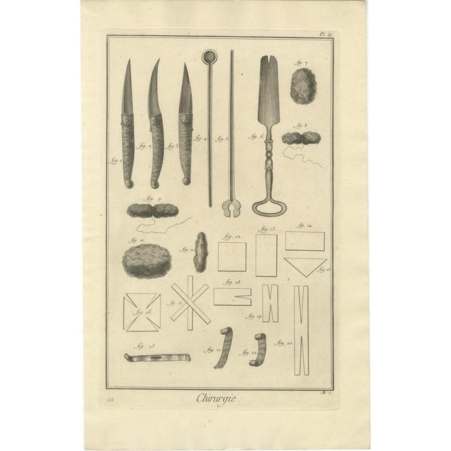 Hollywood Regency Antonio Baratti, Scalpels, Lint and Compresses, Diderot Surgery Plate Ii, 1772, Engraving For Sale - Image 3 of 8