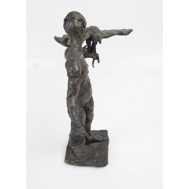 Metal Late 20th Century Bronze Nude With Hawk Sculpture For Sale - Image 7 of 9