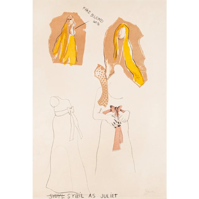 Sybil As Juliet is an original lithograph artwork realized by Jim Dine. Hand-signed in pencil on the lower right margin,...