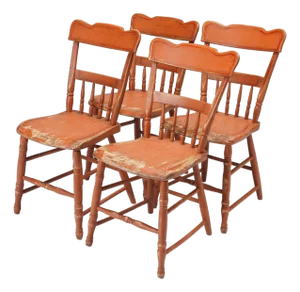 Set of 4 Pennsylvania Half Spindle Back Side Chairs, C. 1840