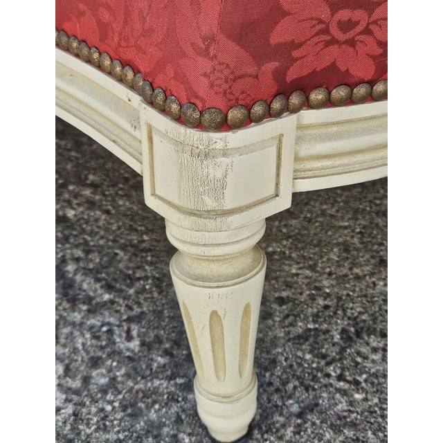 Antique Louis XVI French Damask Canape Two-Seater Settee, 1900s For Sale - Image 17 of 18