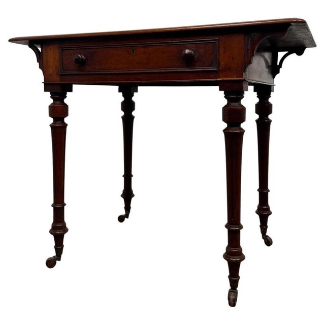 19th Century English Freestanding Mahogany Writing Table For Sale - Image 4 of 12