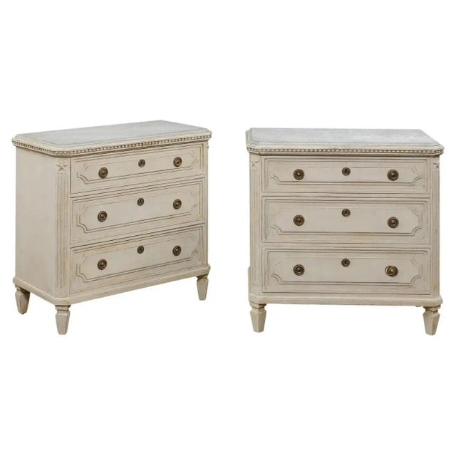 Swedish Gustavian Style 1890s Painted Chests with Carved Stars - A Pair For Sale - Image 13 of 13