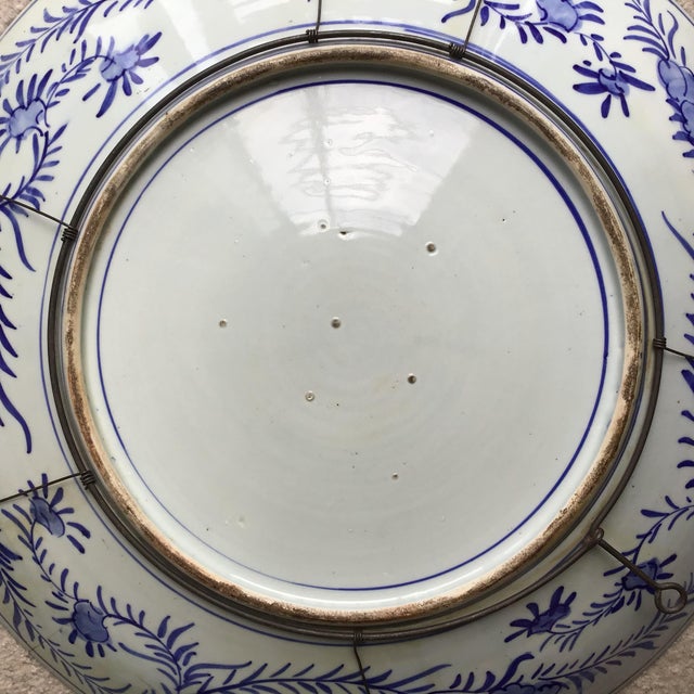 Red Antique Japanese Imari Porcelain Charger 24" Platter Wall Hanger For Sale - Image 8 of 10
