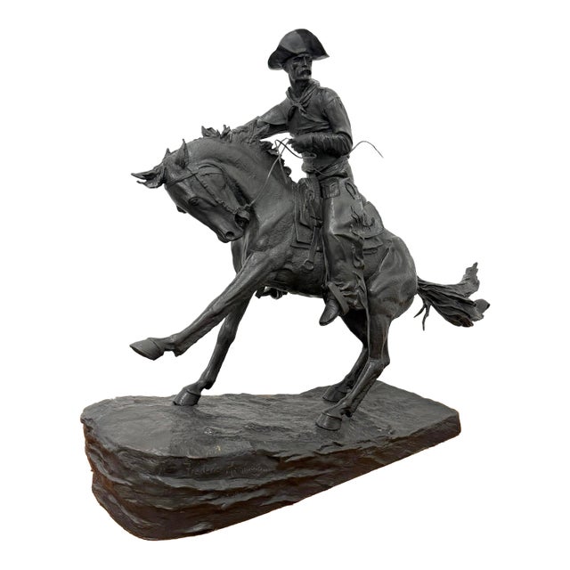 Vintage Large Scale Patinated Bronze Frederic Remington Sculpture For Sale
