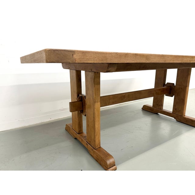 Wood Modernist Architectural Table in Oak, 1950s For Sale - Image 7 of 18
