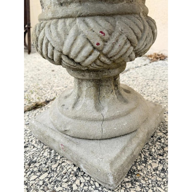 Vintage Cast Cement Stone 26" Fruit & Flower Basket Garden Lawn Ornament - Pair For Sale - Image 10 of 15