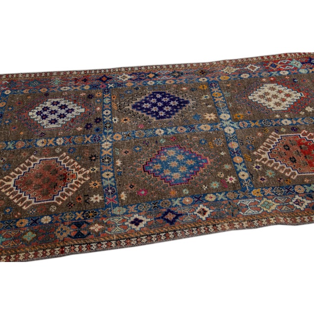 Vintage Distressed Handmade All Over Brown Wool Rug For Sale - Image 4 of 9