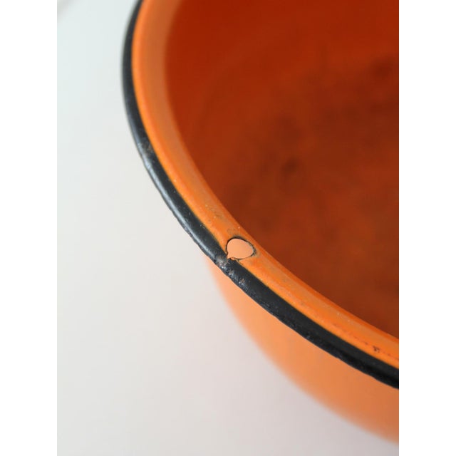 Paint Mid 20th Century Orange Enamelware Bowl For Sale - Image 7 of 13