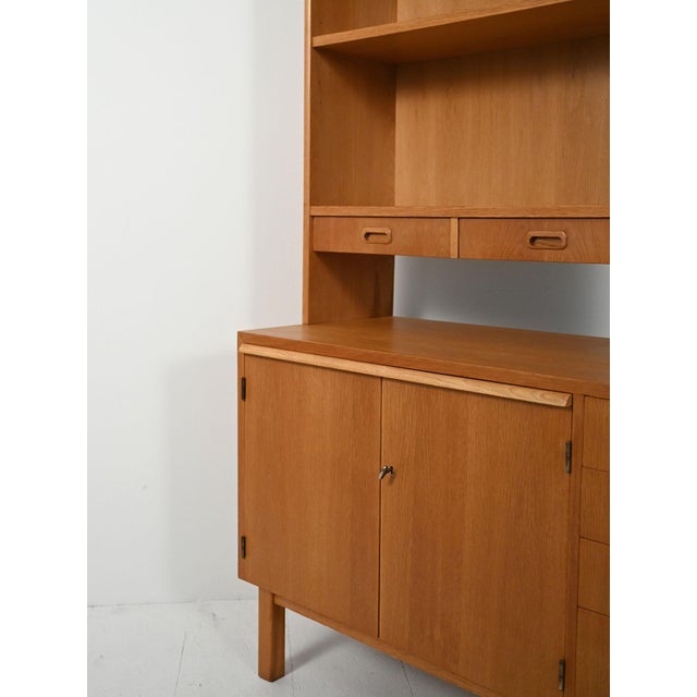 Wood Scandinavian Oak Sideboard with Bookcase, 1960s For Sale - Image 7 of 9