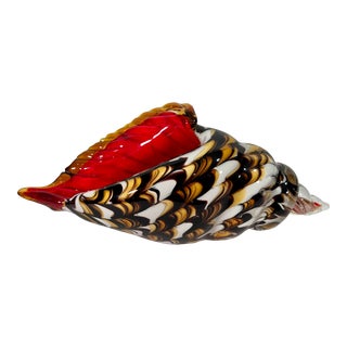 Vintage Murano Style Blown Glass Conch Sea Shell For Sale