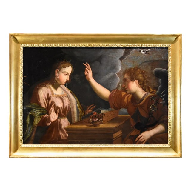 After Pieter De Witte, Annunciation with the Archangel Gabriel, 1600, Oil on Canvas, Framed For Sale