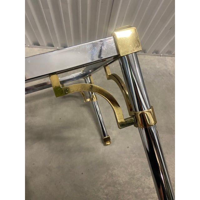 Mid Twentieth Century Chrome and Brass Side Table in the Style of Maison Jansen, a Pair For Sale - Image 6 of 9