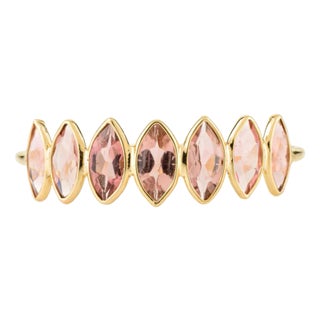 Marquise Cut Pink Tourmaline Half Band Ring for Her Size 8 For Sale