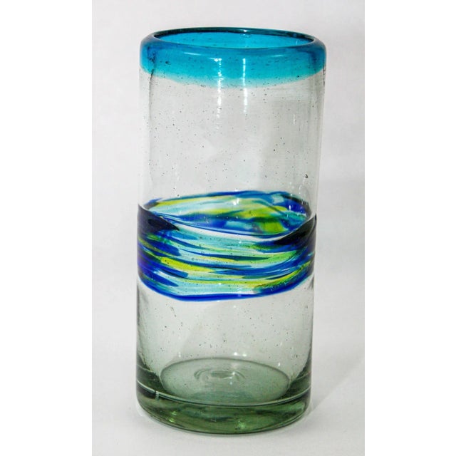 Vintage Mexican Tumblers Drinking Glasses With a Swirl Band Set of 5 Barware For Sale - Image 4 of 12