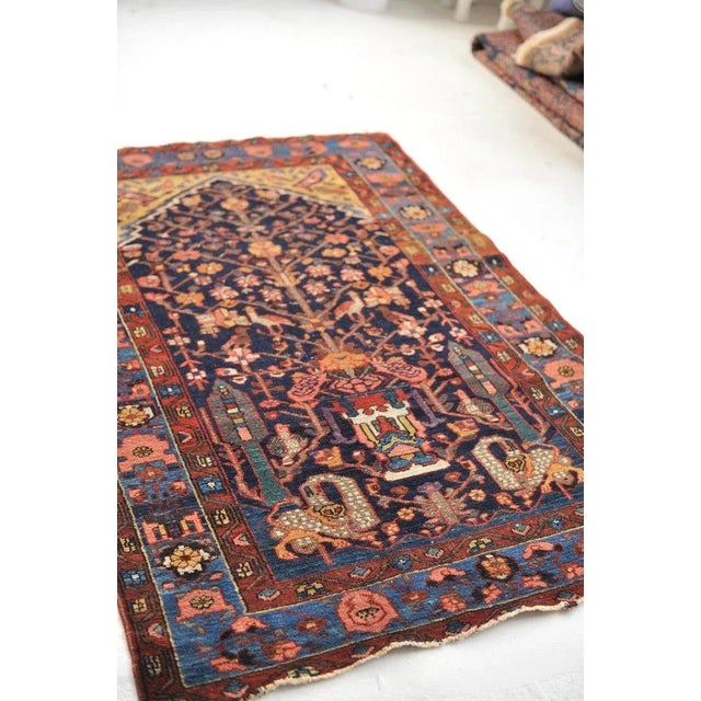1930s Serpent & Feline Tree of Life Hanging Rug 4.6 x 6.5 For Sale - Image 5 of 13