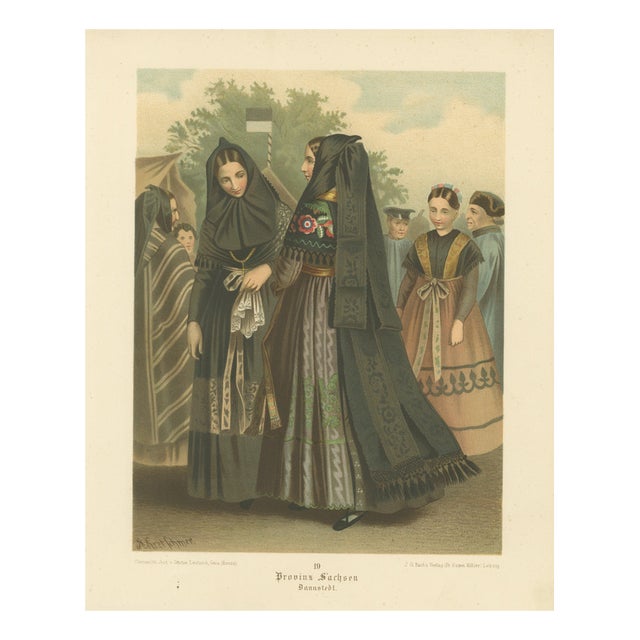 Albert Kretschmer, Annaberg Traditional Costume, 1875, Chromolitograph on Paper For Sale