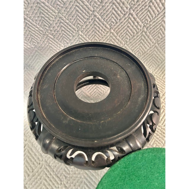 Vintage Chinoiserie Carved Hardwood 8”Round Display Stand With Pierced Apron, Hong Kong For Sale In New Orleans - Image 6 of 8