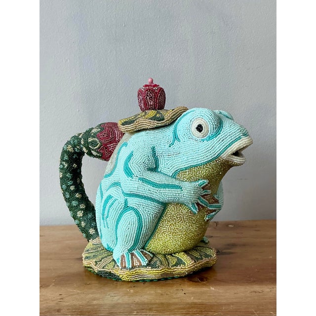 Vintage Hand Beaded Frog Teapot For Sale - Image 12 of 12