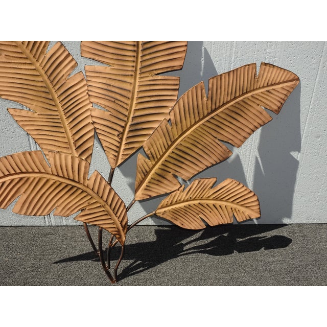 Metal Picture 35" Tall Brown Metal Leaf Clutter Palm Art Wall Decor For Sale - Image 7 of 16