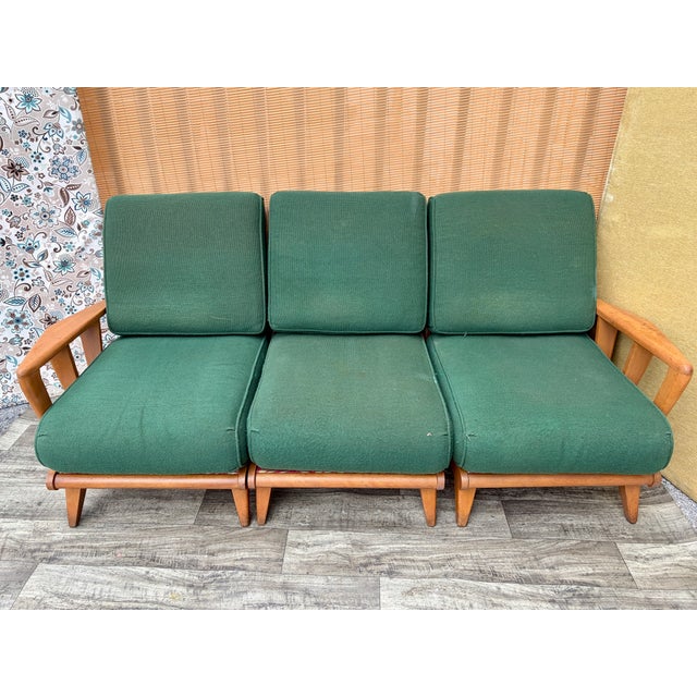 1950s Three Piece Mid Century Modern Heywood Wakefield Sectional Sofa. Circa 1950s For Sale - Image 5 of 18