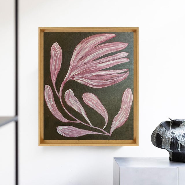 Original Framed Acrylic Botanical Painting Organic Boho Art Floral by Tatiana Duperault For Sale - Image 4 of 5