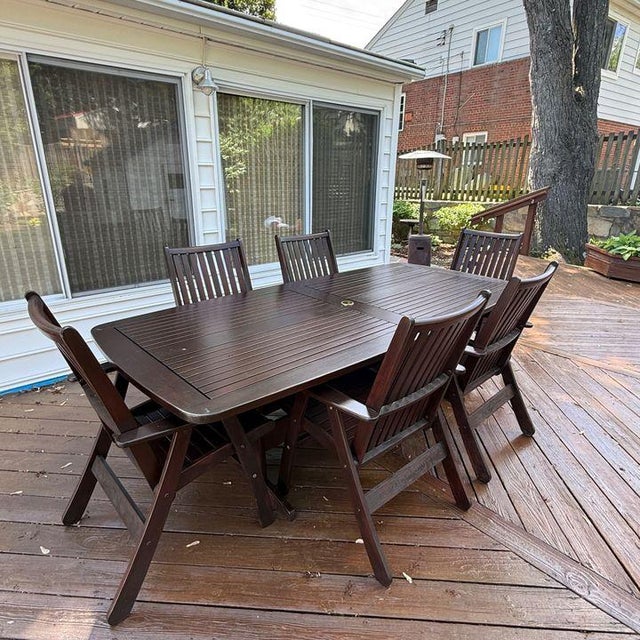 Jensen Outdoor Dining Set With Umbrella For Sale In Washington DC - Image 6 of 6