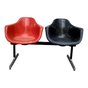 1970s Krueger Fiberglass Red & Black Bench