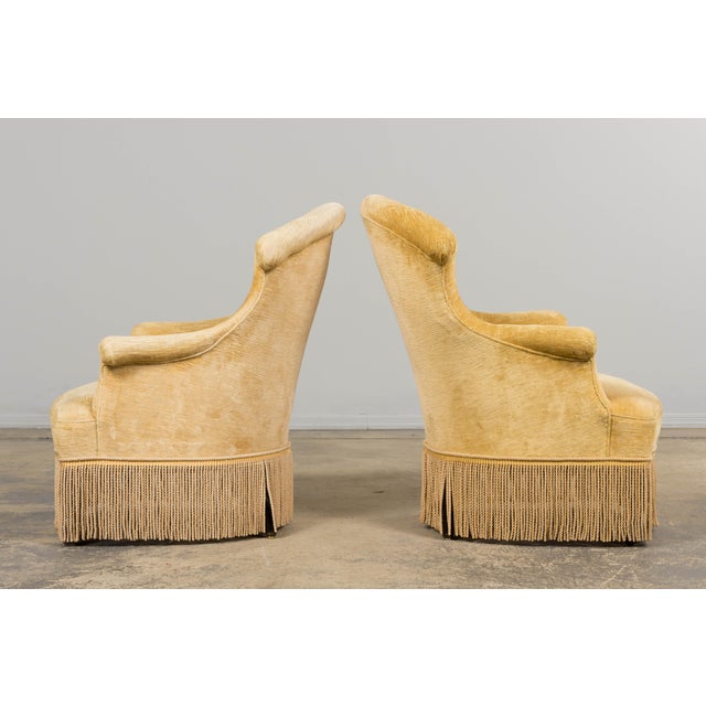 19th Century French Napoleon III Armchairs W/ Buttercream Ochre Velvet - A Pair For Sale - Image 13 of 18