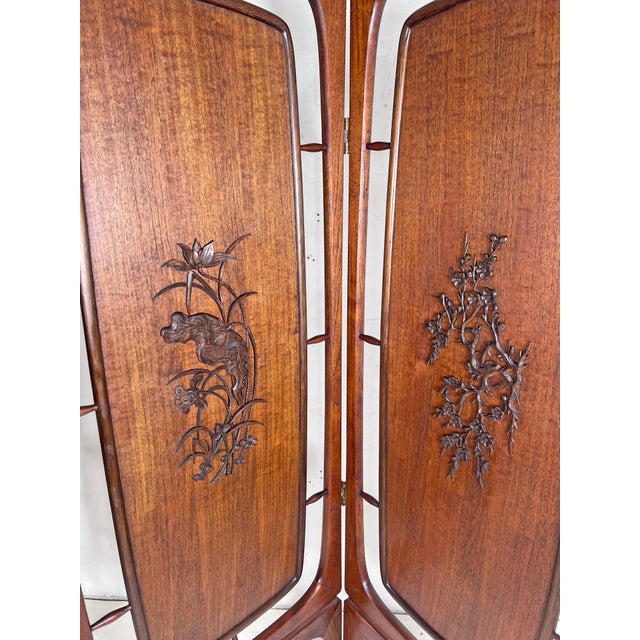 C. 1960s Modernist Danish Teak Four Panel Room Divider / Folding Screen For Sale - Image 10 of 10