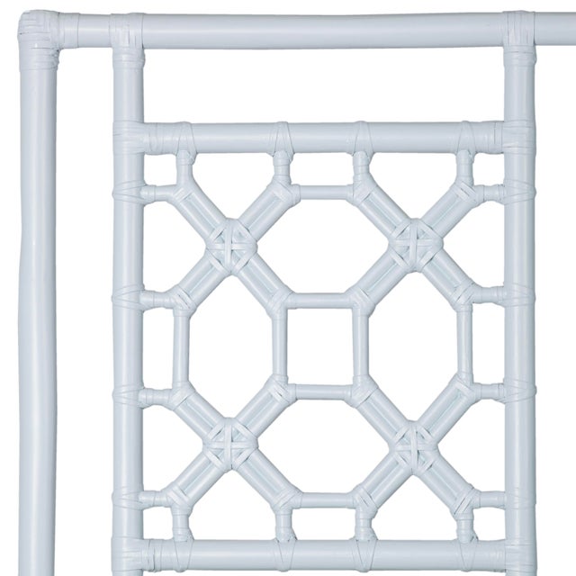 Chinoiserie Lattice Back Headboard Double, Light Blue For Sale - Image 3 of 3