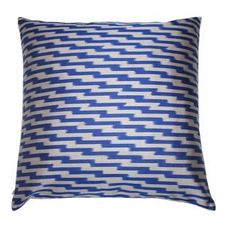 Blue Silk Ikat Pillow For Sale