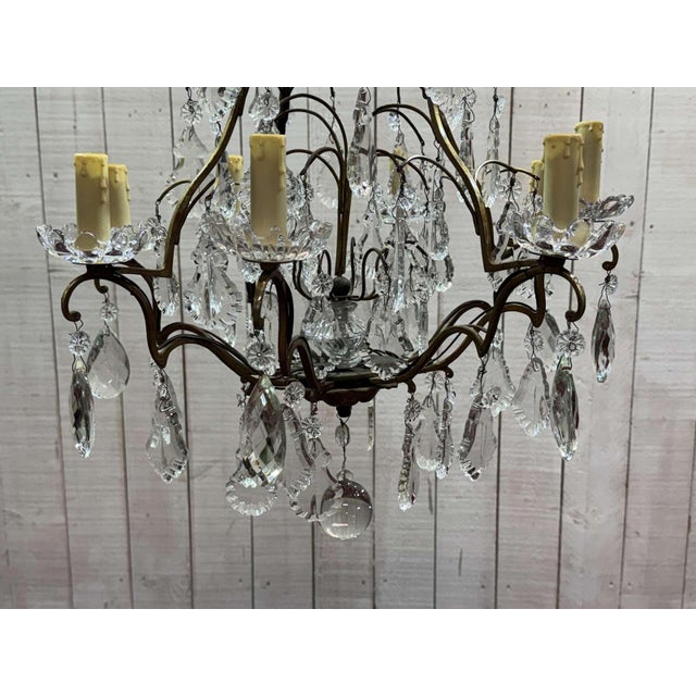 8-Light Bronze Chandeliers with Baccarat Crystal Drops, 1950s, Set of 2 For Sale - Image 18 of 18