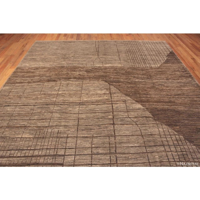 Modern Nazmiyal Collection Modern Trending Primitive Design Earthy Tones Area Rug For Sale - Image 3 of 6