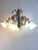 Metal Vintage European Floral Tole Chandelier with Frosted Glass Tulip Shades, 1970s For Sale - Image 7 of 13