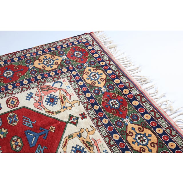 Handmade Moder Decor With Multi Color Tones Turkish Rug For Sale - Image 11 of 13