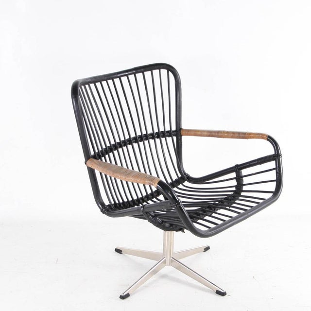 Swivel Armchair in Rattan and Chrome, 1970s For Sale - Image 15 of 15