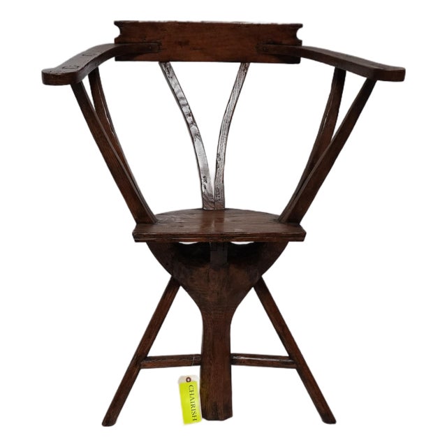 Late 19th Century Primitive Welsh Wooden Chair For Sale