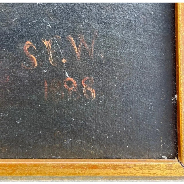 Wood 19th Century American Oil Painting Still Life With Fruit and Grapes. For Sale - Image 7 of 13