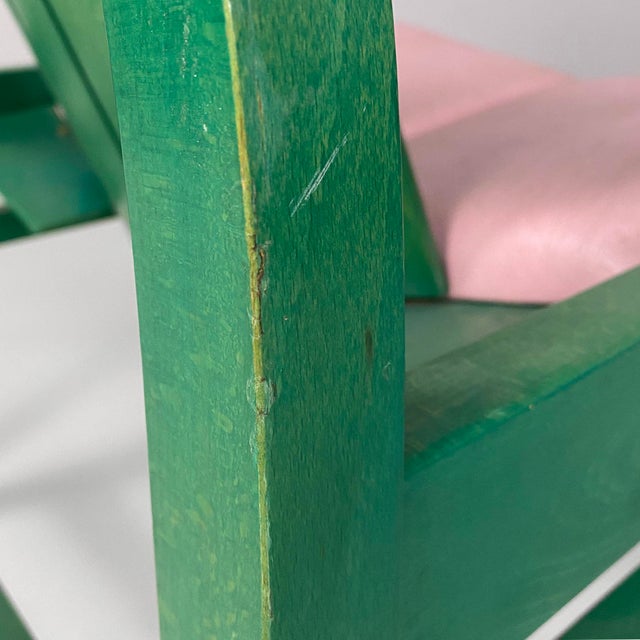 French Modern Argos Armchair in Pink Leather and Green Wood by Baumann, 1970s For Sale - Image 16 of 18
