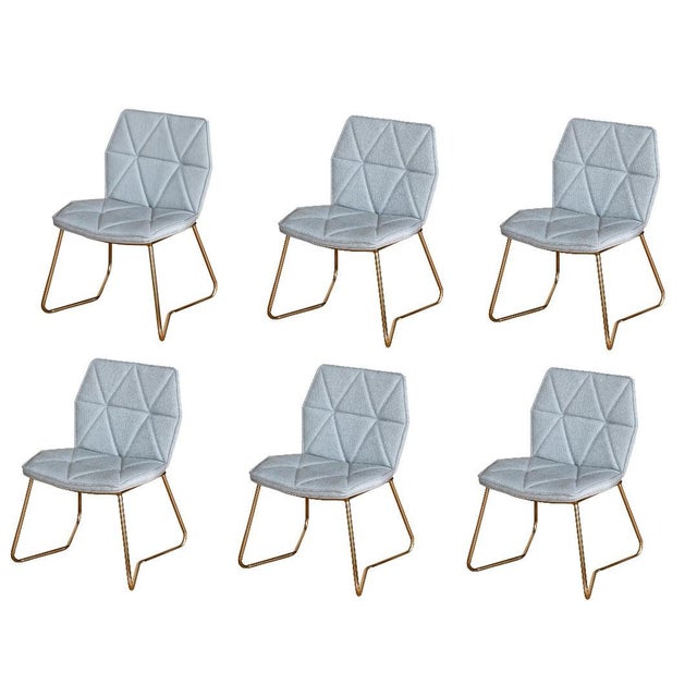 Set Of 6 Mid Century Modern Upholstered Tally Dining Chairs With