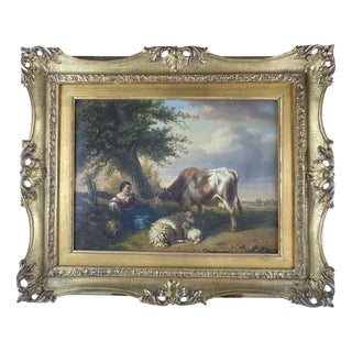 Charles Philogène Tschaggeny, Flemish Pastoral Landscape, 1849, Oil on Board For Sale