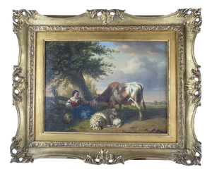 Charles Philogène Tschaggeny, Flemish Pastoral Landscape, 1849, Oil on Board